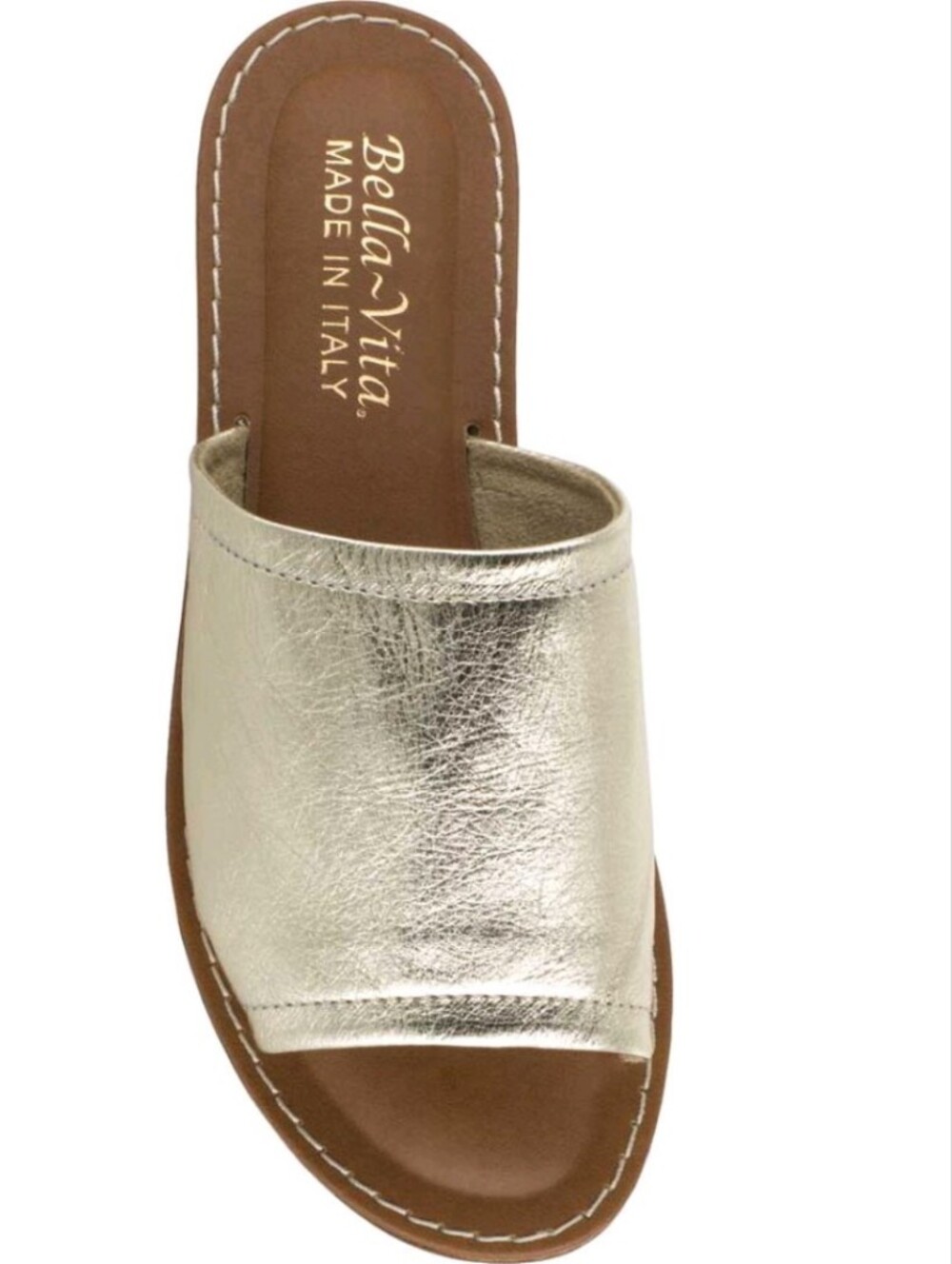 Bella Vita Gold Leather Slide Sandals , Women's 9M
